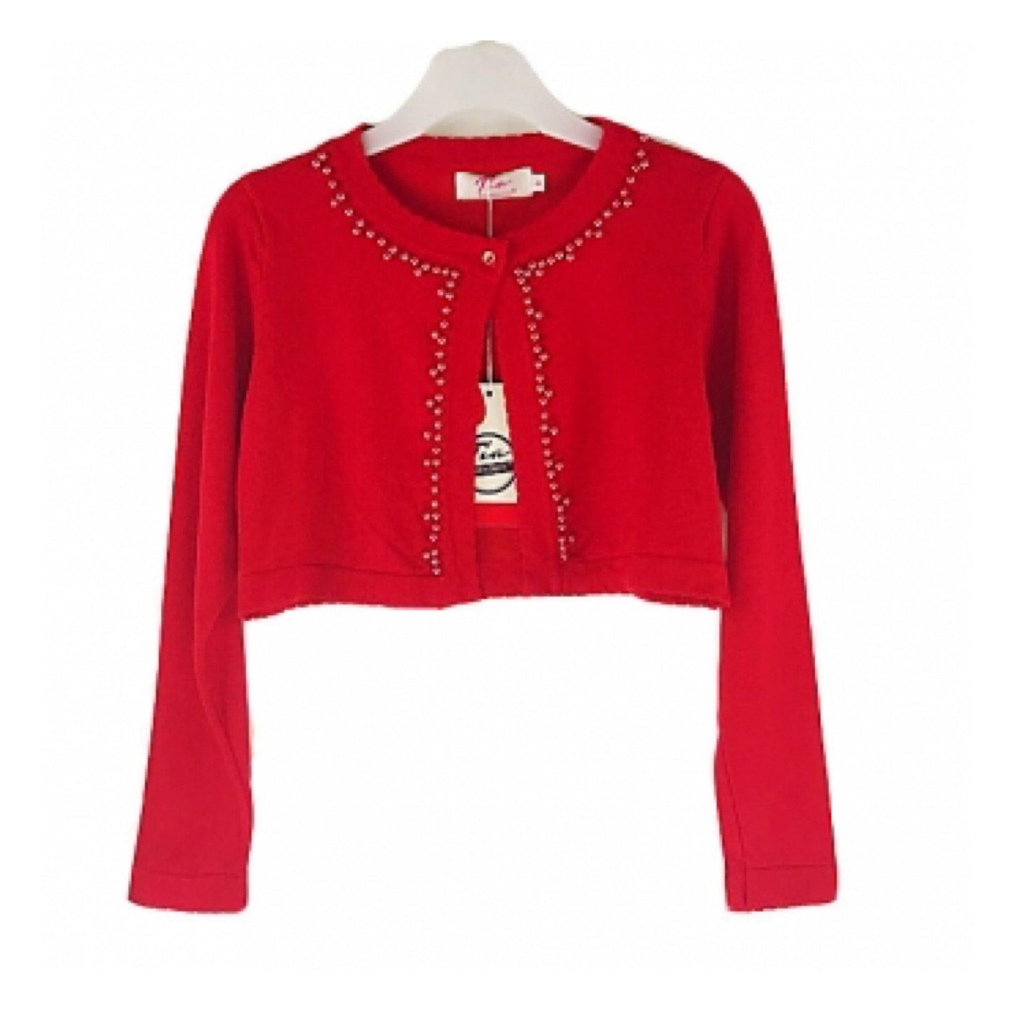 Girls Red Pearl Detail Bolero Cardigan | Oscar & Me | Baby & Children’s Clothing & Accessories