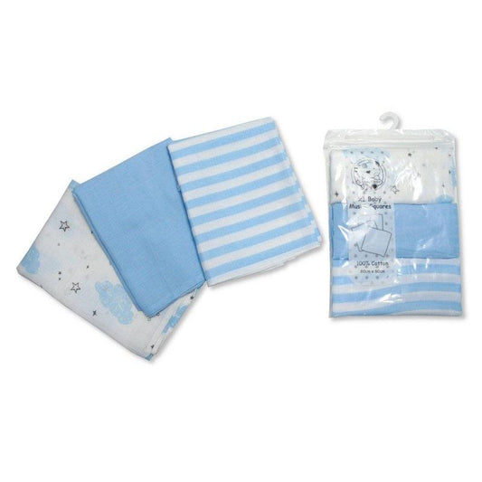 Triple Pack of Muslin Cloths - Blue | Oscar & Me | Baby & Children’s Clothing & Accessories