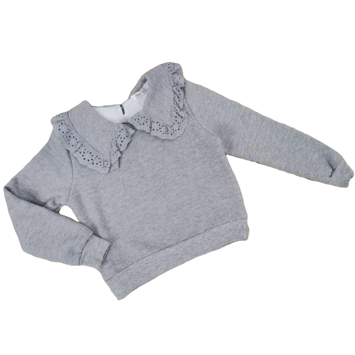 Girls Light Grey Lace Peter Pan Collar Sweatshirt | Oscar & Me | Baby & Children’s Clothing & Accessories
